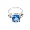 925 Sterling Silver Aquamarine & Iolite Ring Size 6.5
