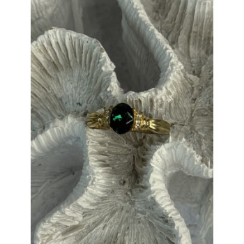 Gold Plated Green CZ Ring Size 9