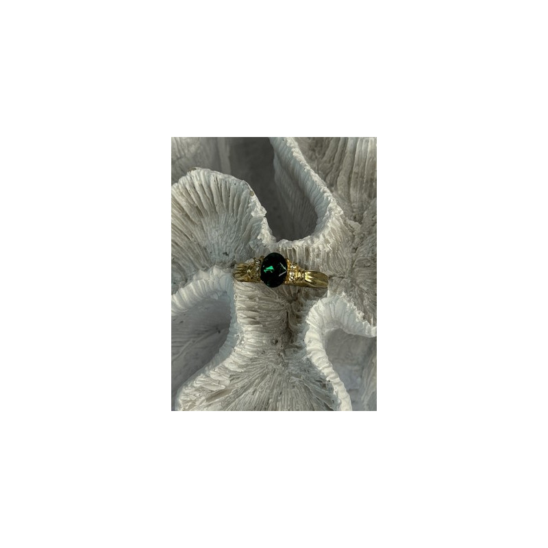 Gold Plated Green CZ Ring Size 9