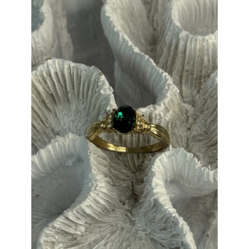 Gold Plated Green CZ Ring Size 9