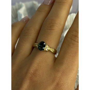 Gold Plated Green CZ Ring Size 9
