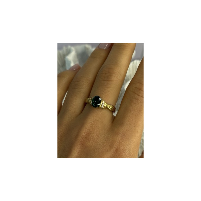 Gold Plated Green CZ Ring Size 9