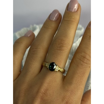 Gold Plated Green CZ Ring Size 9