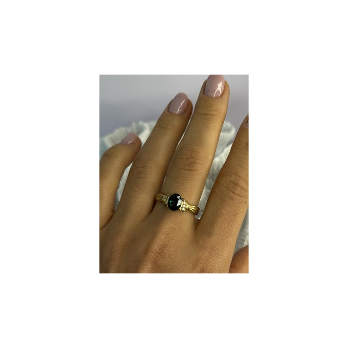Gold Plated Green CZ Ring Size 9