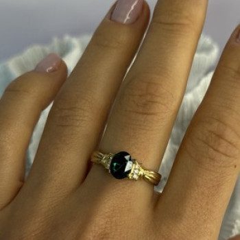 Gold Plated Green CZ Ring Size 9