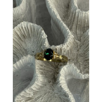 Gold Plated Green CZ Ring Size 9