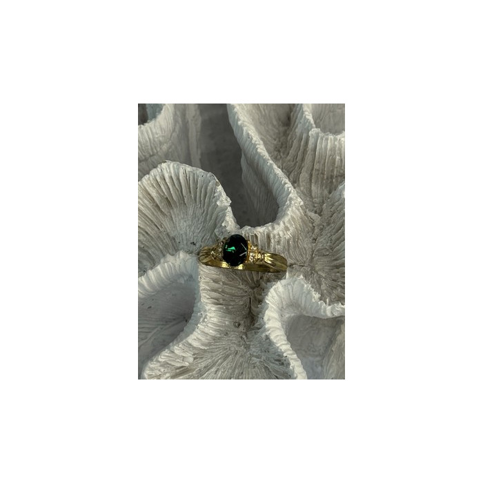 Gold Plated Green CZ Ring Size 9