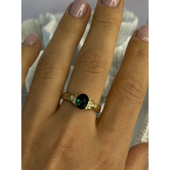 Gold Plated Green CZ Ring Size 9