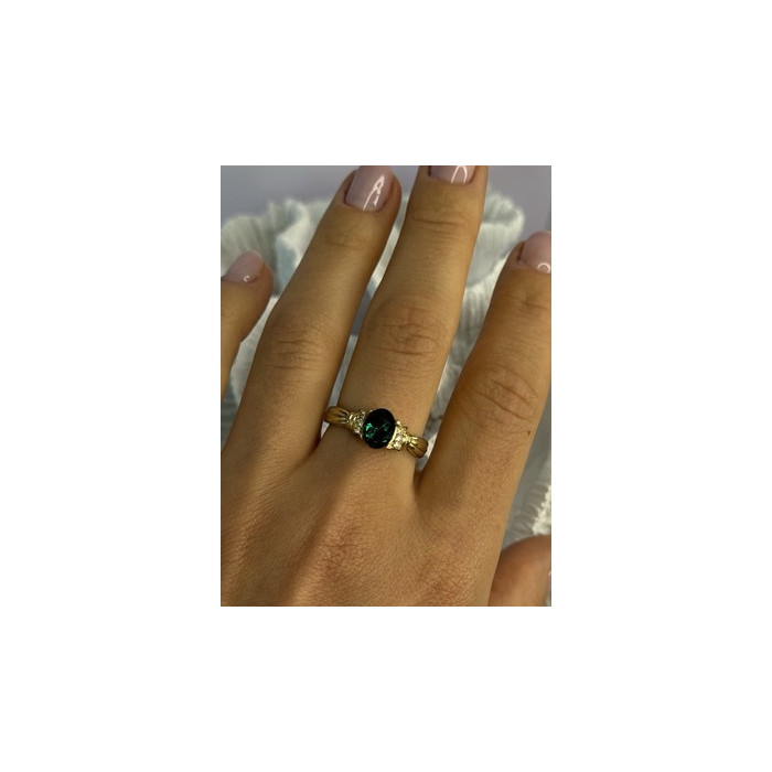 Gold Plated Green CZ Ring Size 9