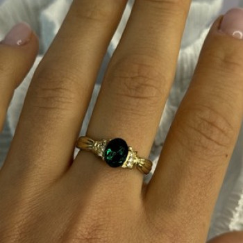 Gold Plated Green CZ Ring Size 9