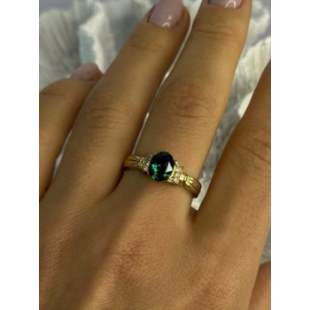 Gold Plated Green CZ Ring Size 9