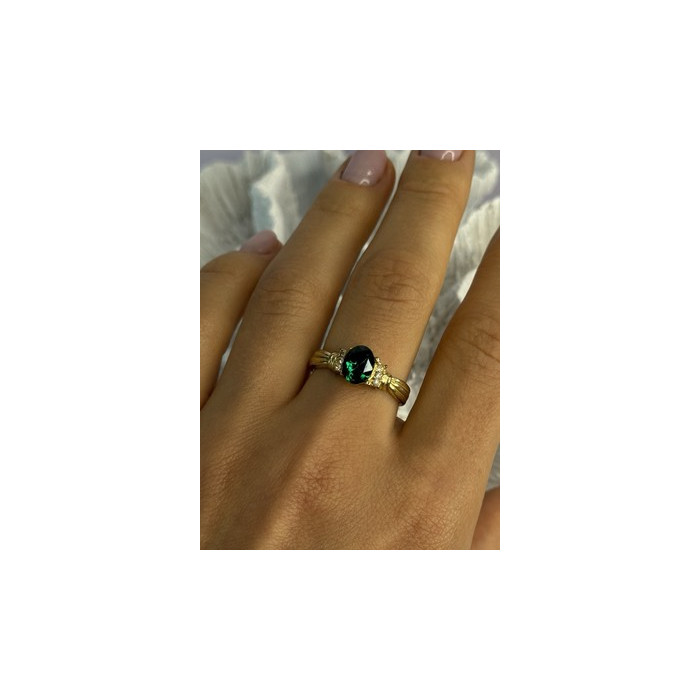 Gold Plated Green CZ Ring Size 9