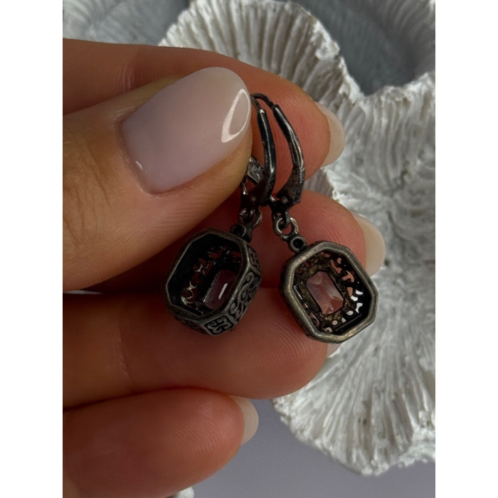 Vintage 925 Sterling Silver Blue Topaz Earrings Length 1.30 inch