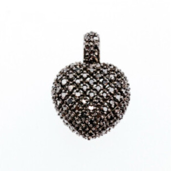 925 Sterling Silver White & Black Spinel Heart Pendant