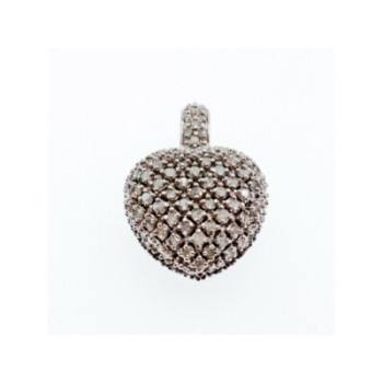 925 Sterling Silver White & Black Spinel Heart Pendant