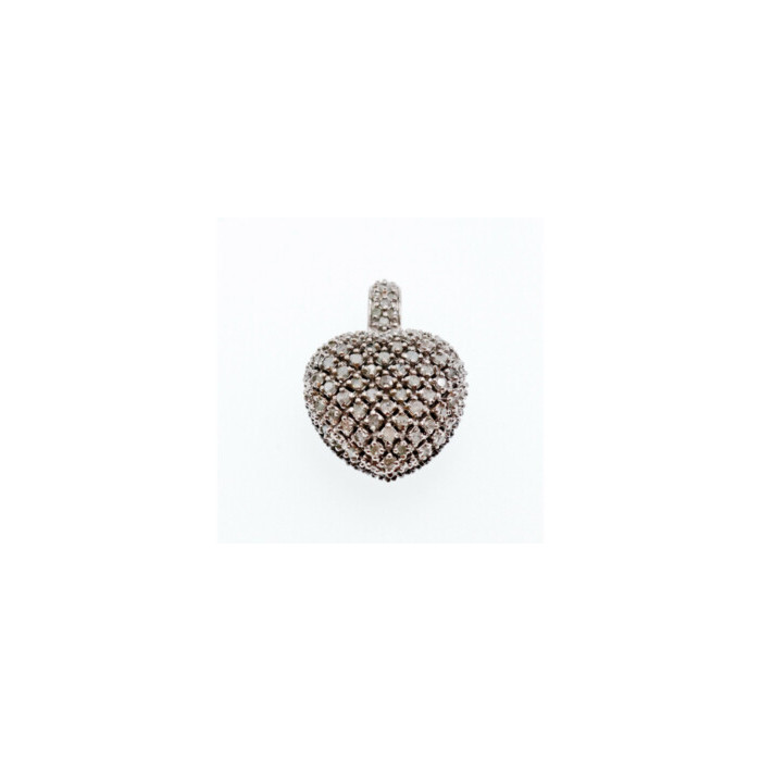 925 Sterling Silver White & Black Spinel Heart Pendant
