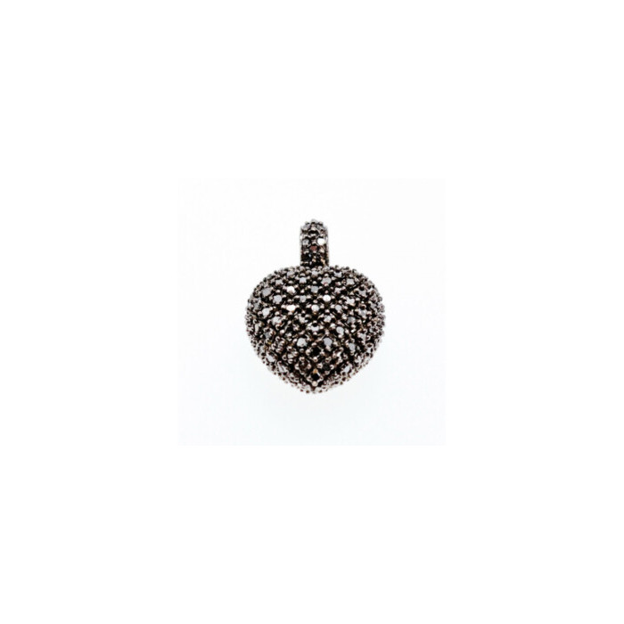925 Sterling Silver White & Black Spinel Heart Pendant