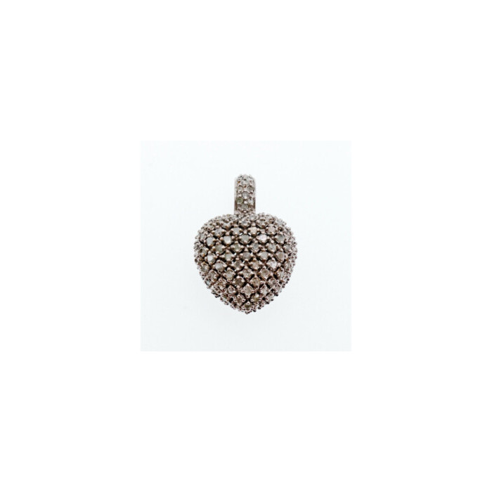 925 Sterling Silver White & Black Spinel Heart Pendant