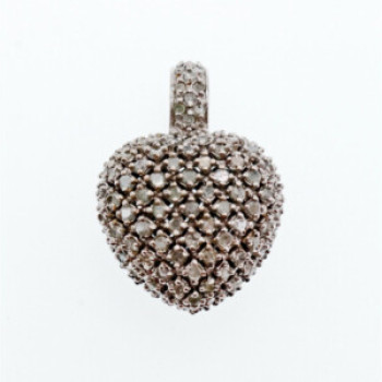 925 Sterling Silver White & Black Spinel Heart Pendant