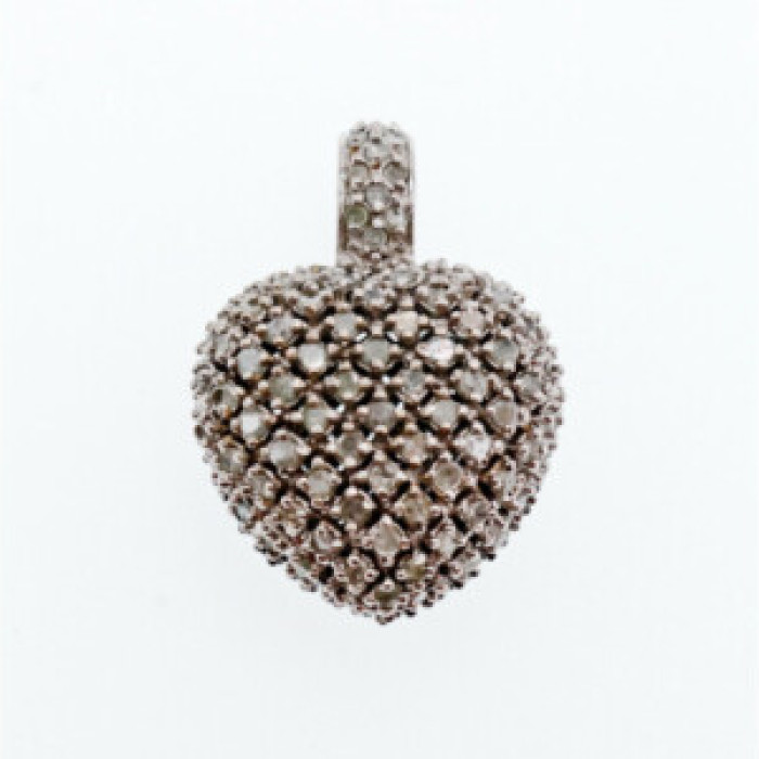 925 Sterling Silver White & Black Spinel Heart Pendant