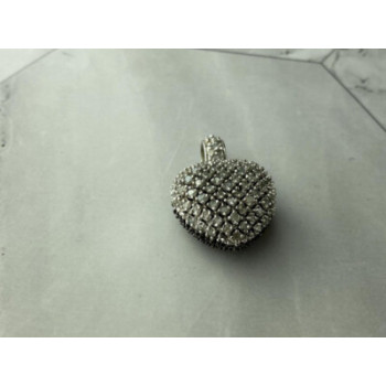 925 Sterling Silver White & Black Spinel Heart Pendant