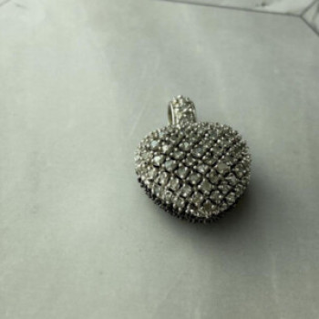 925 Sterling Silver White & Black Spinel Heart Pendant