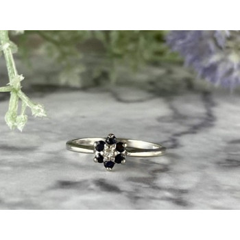 10K WHITE GOLD SAPPHIRES & DIAMOND 