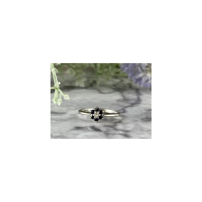 10K WHITE GOLD SAPPHIRES & DIAMOND 