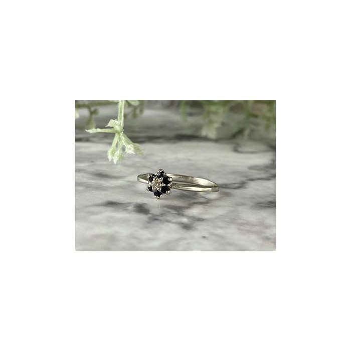 10K WHITE GOLD SAPPHIRES & DIAMOND 