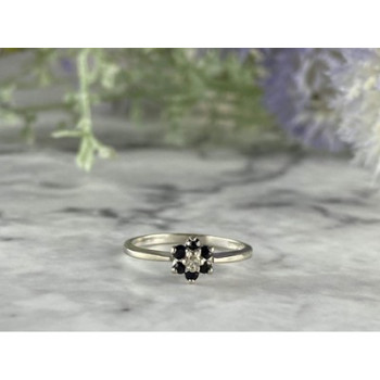 10K WHITE GOLD SAPPHIRES & DIAMOND 