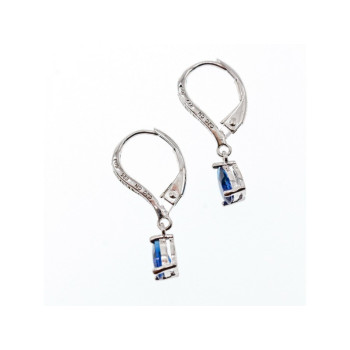 925 Sterling Silver Sapphire & CZ Earrings