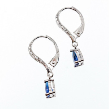 925 Sterling Silver Sapphire & CZ Earrings
