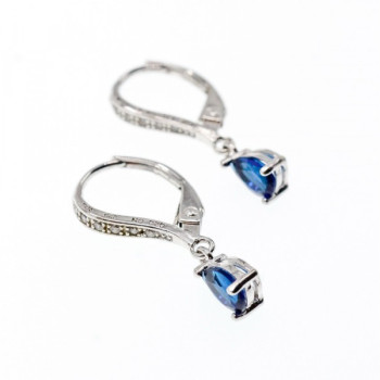 925 Sterling Silver Sapphire & CZ Earrings