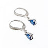 925 Sterling Silver Sapphire & CZ Earrings