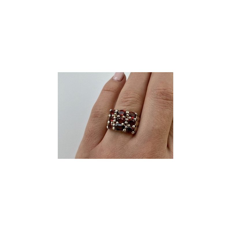 925 Sterling Silver Almandine Ring Size 8