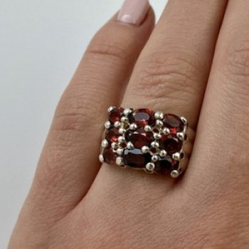 925 Sterling Silver Almandine Ring Size 8
