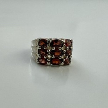 925 Sterling Silver Almandine Ring Size 8