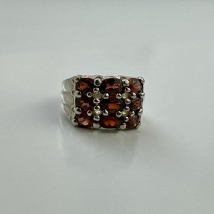 925 Sterling Silver Almandine Ring Size 8