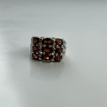 925 Sterling Silver Almandine Ring Size 8