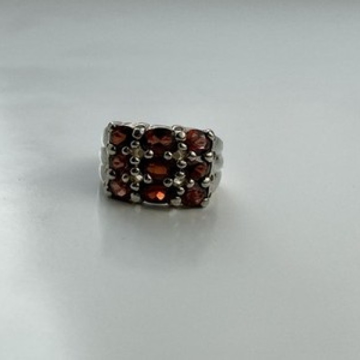 925 Sterling Silver Almandine Ring Size 8