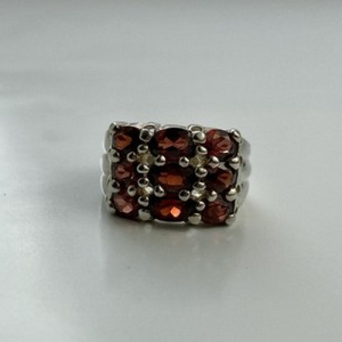 925 Sterling Silver Almandine Ring Size 8