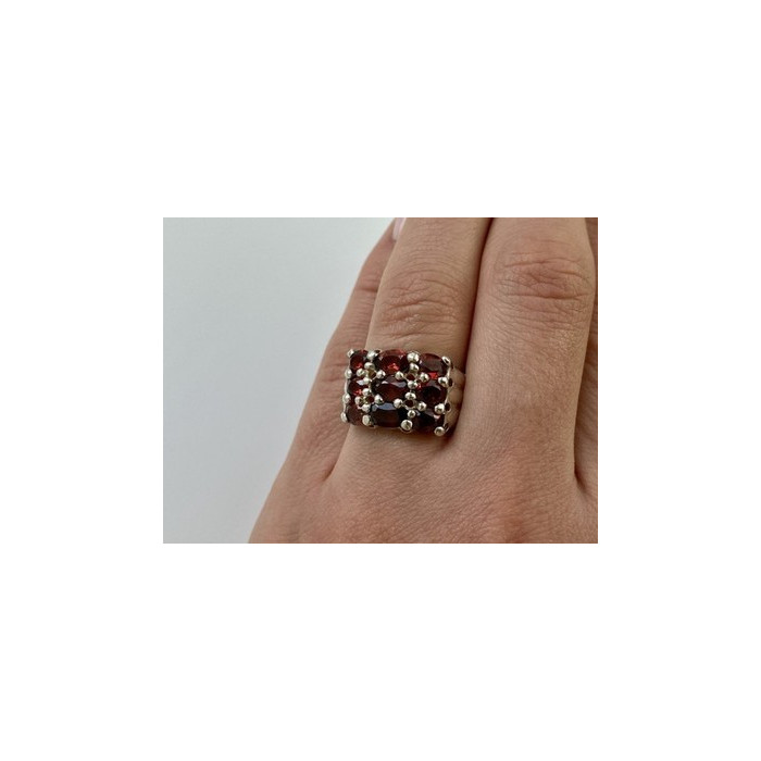 925 Sterling Silver Almandine Ring Size 8