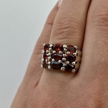 925 Sterling Silver Almandine Ring Size 8