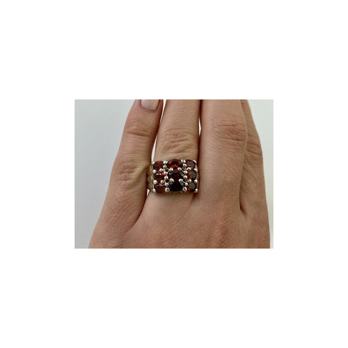 925 Sterling Silver Almandine Ring Size 8