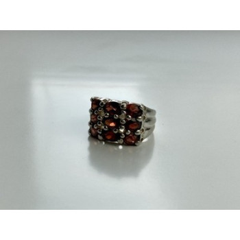 925 Sterling Silver Almandine Ring Size 8