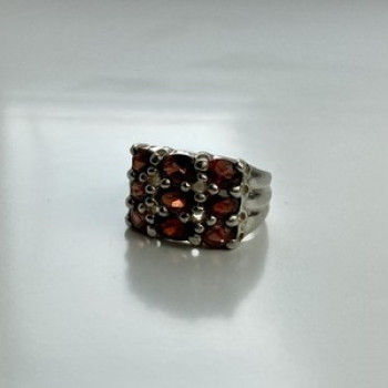 925 Sterling Silver Almandine Ring Size 8