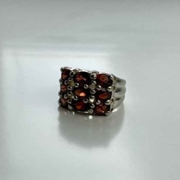 925 Sterling Silver Almandine Ring Size 8