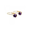 925 Sterling Silver Gold Plated Purple CZ Classic Earrings