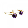 925 Sterling Silver Gold Plated Purple CZ Classic Earrings