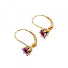 925 Sterling Silver Gold Plated Purple CZ Classic Earrings